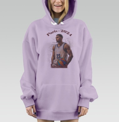 Баскетболист готовится к Олимпиаде в Париже 2024 basketball, Hoodie Mjhigh Dig Mel, Fiolet, утепленная