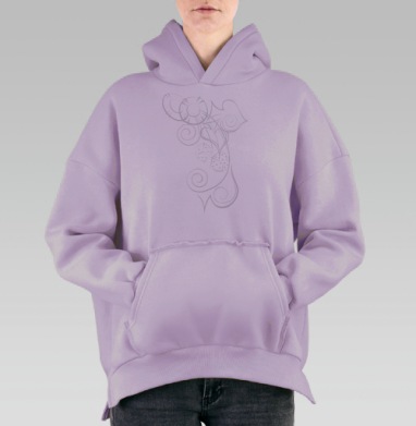 Тату-дизайн с игральными костями и завитками, Hoodie Oversize Fiolet, утепленная