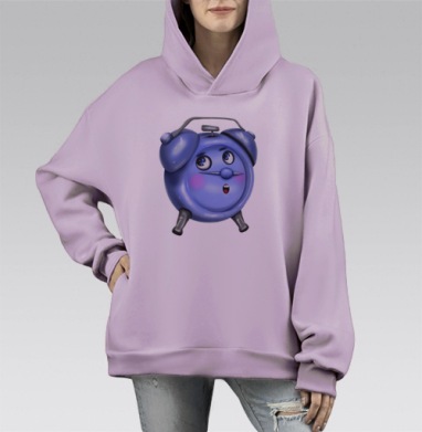 Будильник с удивленным лицом синий будильник часы 3 слова, Hoodie Mono Fiolet, оверсайз, утепленная
