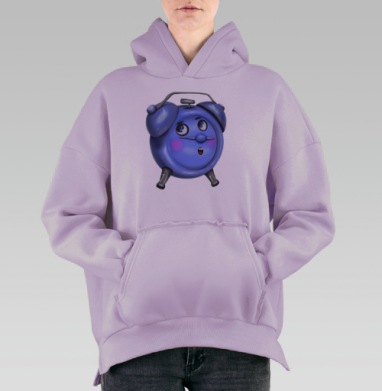 Будильник с удивленным лицом синий будильник часы 3 слова, Hoodie Oversize Fiolet, утепленная