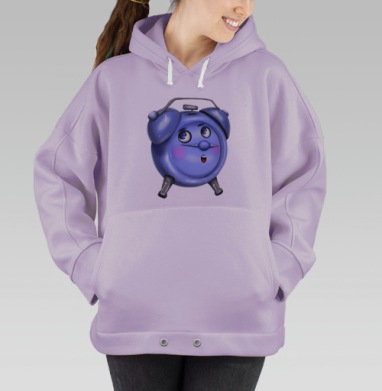 Будильник с удивленным лицом синий будильник часы 3 слова, Hoodie Oversize Fiolet