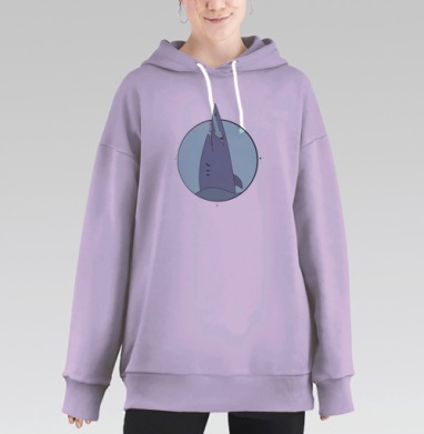 Целеустремленная серая акула плывет к цели, Hoodie Long Oversize Fiolet