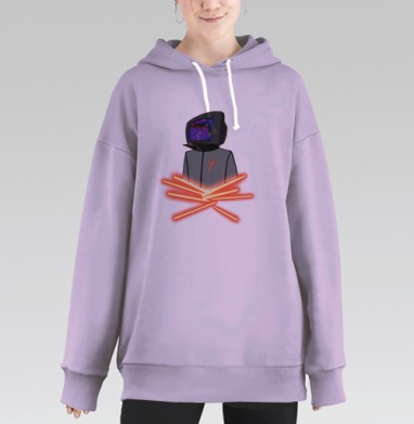 Человек Телевизор Неоновые Прутья Skulls, Hoodie Long Oversize Fiolet