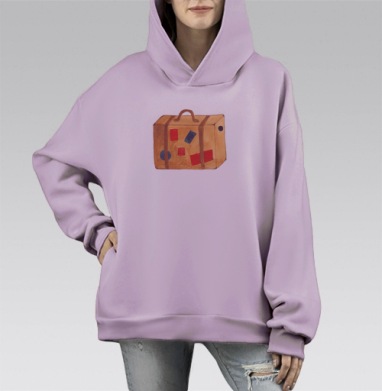 Чемодан для путешествий аксессуар для любителей путешествия, Hoodie Mono Fiolet, оверсайз, утепленная
