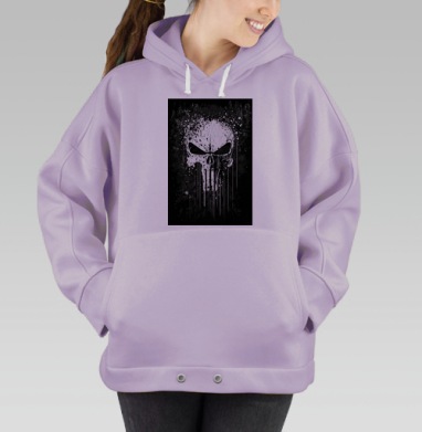 Череп агрессия мрачность краска распад, Hoodie Oversize Fiolet