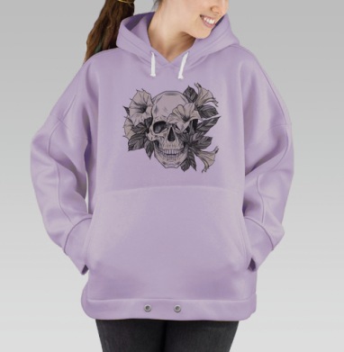 Череп В Цветах Символ Жизни И Смерти, Hoodie Oversize Fiolet