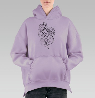 Стильный черно-белый рисунок с картами и костями, Hoodie Oversize Fiolet, утепленная