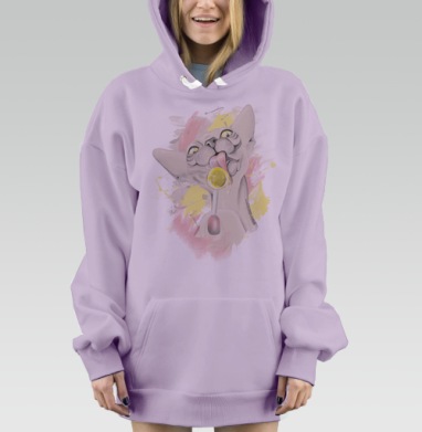Игривый сфинкс с жёлтым леденцом, Hoodie Mjhigh Dig Mel, Fiolet, утепленная