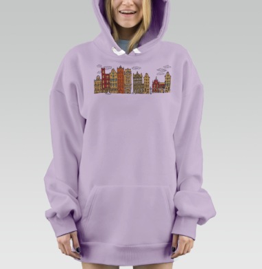 Открытка с видом Амстердама в стиле hand-drawn, Hoodie Mjhigh Dig Mel, Fiolet, утепленная