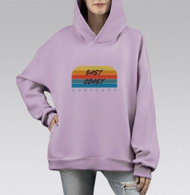 Цветные полосы восточное побережье и серфинг активный стиль жизни, Hoodie Mono Fiolet, оверсайз, утепленная