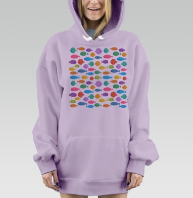 Цветные рыбки, Hoodie Mjhigh Dig Mel, Fiolet, утепленная