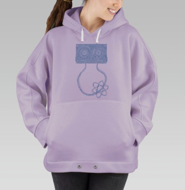 Cyber Cassette / Кассета синтез технологий с колючими атомными орбитами, Hoodie Oversize Fiolet