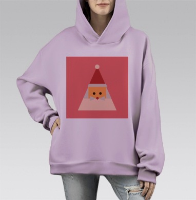 Дед Мороз треугольной формы веселый абстрактный образ игрушки, Hoodie Mono Fiolet, оверсайз, утепленная