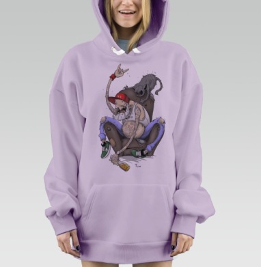 Дедушка и кот, Hoodie Mjhigh Dig Mel, Fiolet, утепленная