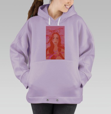 Девушка рыбки плавность коралловые оттенки, Hoodie Oversize Fiolet