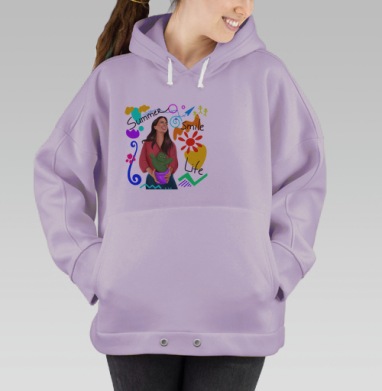Девушка с кактусом яркая улыбка лето жизнь, Hoodie Oversize Fiolet