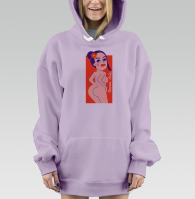 Девушка в профиль с надписью просто люблю яркие цвета красный, Hoodie Mjhigh Dig Mel, Fiolet, утепленная