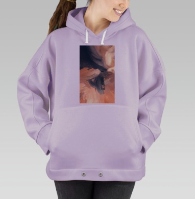 Динамичное смешение теплых оттенков с контрастным темно-синим на полотне, Hoodie Oversize Fiolet