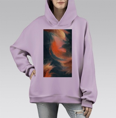 Динамичные энергетичные абстрактные мазки вихрь вдохновения, Hoodie Mono Fiolet, оверсайз, утепленная