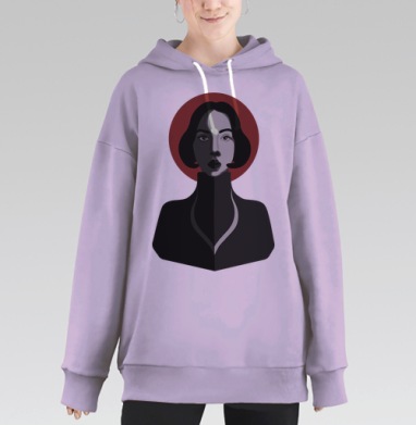 Дуалистичное лицо женщины с красным ореолом красным ореолом, Hoodie Long Oversize Fiolet