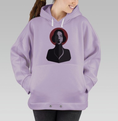 Дуалистичное лицо женщины с красным ореолом красным ореолом, Hoodie Oversize Fiolet