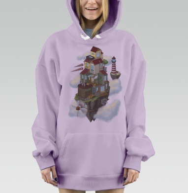 Flying house, Hoodie Mjhigh Dig Mel, Fiolet, утепленная
