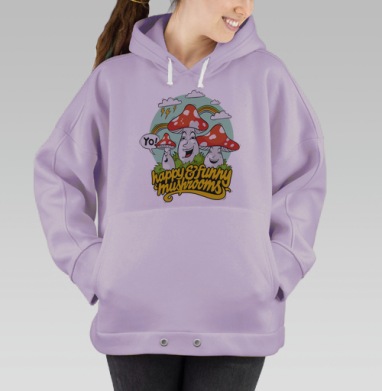 Funny Mushrooms, Hoodie Oversize Fiolet