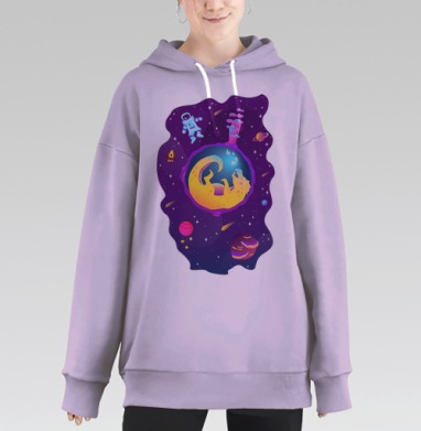 Жёлтая черепаха внутри планеты космосе тайн жизни, Hoodie Long Oversize Fiolet