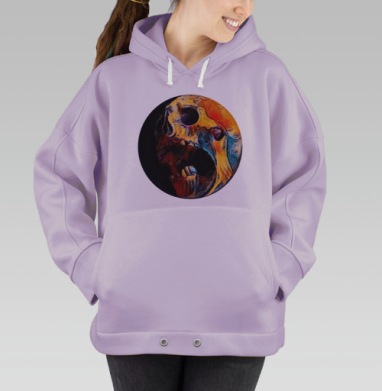 Жёлтый череп крик эмоция смерти, Hoodie Oversize Fiolet