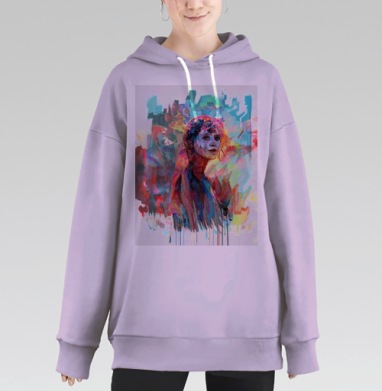 Женский портрет с тремя глазами глубокое восприятие мира, Hoodie Long Oversize Fiolet