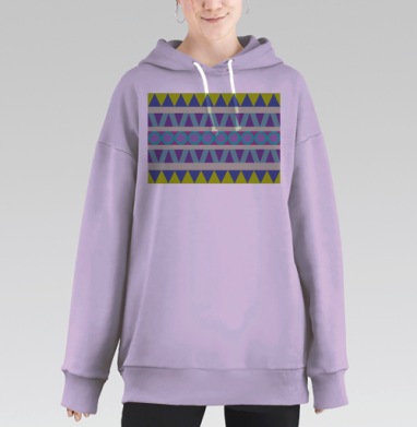 Геометрическое сочетание треугольников и кругов на сером фоне, Hoodie Long Oversize Fiolet