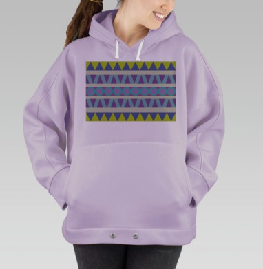 Геометрическое сочетание треугольников и кругов на сером фоне, Hoodie Oversize Fiolet