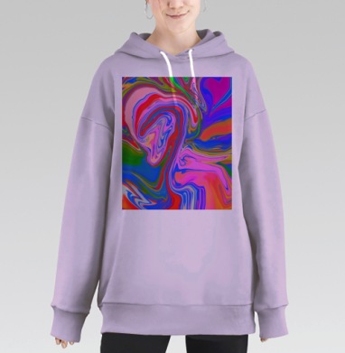Жидкий поток красок динамика и сочность цвета, Hoodie Long Oversize Fiolet