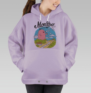 Гигантский розовый монстр с мыльными пузырями ЗДОРОВО И ВЕСЕЛО, Hoodie Oversize Fiolet