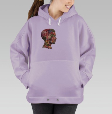 Голова из фруктов и овощей с красным зелёным и жёлтым эффектом, Hoodie Oversize Fiolet
