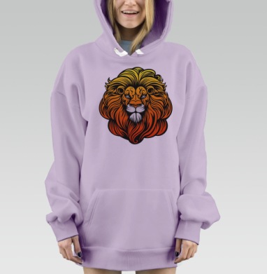 Голова льва в яркой цветовой гамме сильный акцент, Hoodie Mjhigh Dig Mel, Fiolet, утепленная