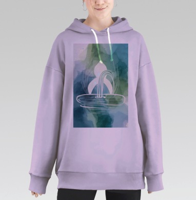 Голубой Зеленый Водный Источник умиротворяющего спокойствия, Hoodie Long Oversize Fiolet