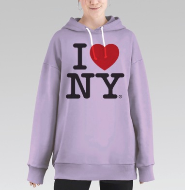 I Love NY, Hoodie Long Oversize Fiolet
