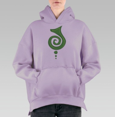 Экологичный зеленый спиральный символ с каплями, Hoodie Oversize Fiolet, утепленная