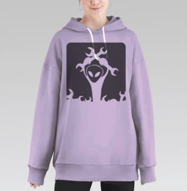 Инопланетянин с инструментами ремонтная тематика ключи, Hoodie Long Oversize Fiolet
