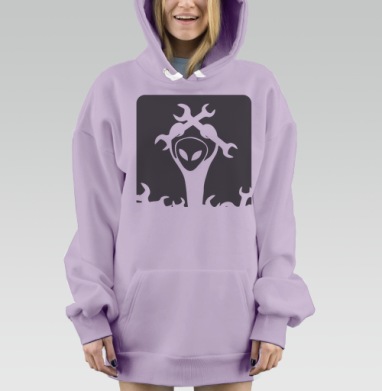 Инопланетянин с инструментами ремонтная тематика ключи, Hoodie Mjhigh Dig Mel, Fiolet, утепленная