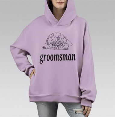 Ироничная собака усталый дружок жениха groomsman, Hoodie Mono Fiolet, оверсайз, утепленная