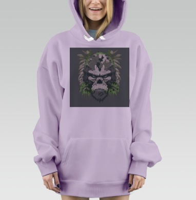 Мистический Горилла Арт с Листьями, Hoodie Mjhigh Dig Mel, Fiolet, утепленная