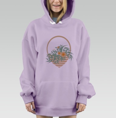 Корзина с растениями в приглушённых зелёных и песочных тонах, Hoodie Mjhigh Dig Mel, Fiolet, утепленная