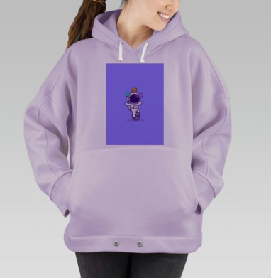 Космонавт на моноцикле с планетами Космос и баланс, Hoodie Oversize Fiolet