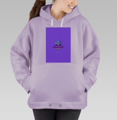 Кот в летающем блюдце в космосе кот в летающем блюдце, Hoodie Oversize Fiolet
