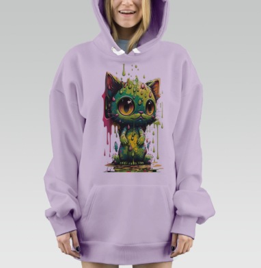 Котёнок яркие цвета тающий котёнок, Hoodie Mjhigh Dig Mel, Fiolet, утепленная