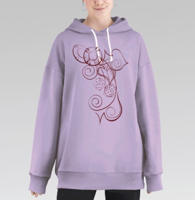 Стилизованный дизайн с игральными кубиками в красном цвете, Hoodie Long Oversize Fiolet