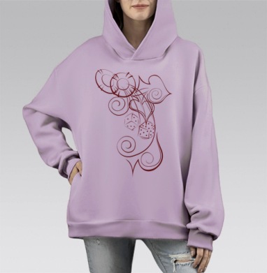 Стилизованный дизайн с игральными кубиками в красном цвете, Hoodie Mono Fiolet, оверсайз, утепленная