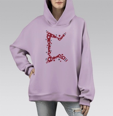 Красно серые руны магическое объединение древних знаний, Hoodie Mono Fiolet, оверсайз, утепленная